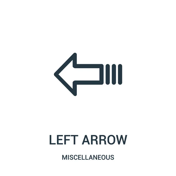 Left arrow icon vector from miscellaneous collection. Thin line left arrow outline icon vector illustration. Linear symbol for use on web and mobile apps, logo, print media. — Stock Vector