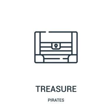 Hazine simge vektör korsanlar koleksiyonundan. İnce çizgi hazine anahat simgesini vektör çizim. Web ve mobil uygulamalar, logo, baskı ortamı kullanmak için doğrusal sembolü.