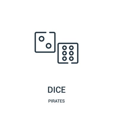 zar simge vektör korsanlar koleksiyonundan. İnce çizgi zar simge vektör çizim anahat. Web ve mobil uygulamalar, logo, baskı ortamı kullanmak için doğrusal sembolü.