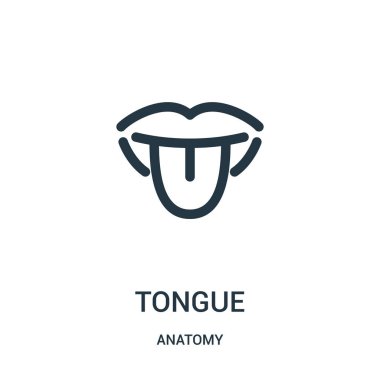 dil simge vektör anatomi koleksiyonundan. İnce çizgi dil anahat simgesini vektör çizim. Web ve mobil uygulamalar, logo, baskı ortamı kullanmak için doğrusal sembolü.