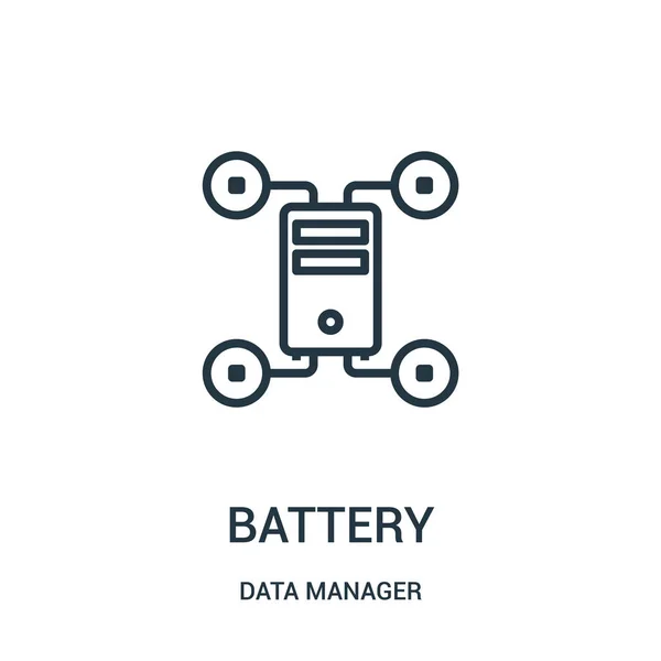 Icône de batterie vecteur de la collecte de gestionnaire de données. Illustration vectorielle d'icône de contour de batterie de ligne mince. Symbole linéaire pour utilisation sur applications web et mobiles, logo, médias imprimés . — Image vectorielle