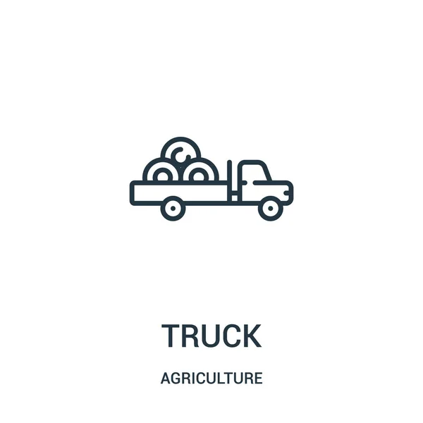 Vector icono de camión de la colección de agricultura. Línea delgada camión esquema icono vector ilustración. Símbolo lineal para su uso en aplicaciones web y móviles, logotipo, medios impresos . — Archivo Imágenes Vectoriales