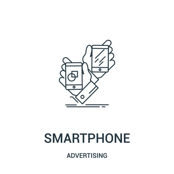 Vetor ícone smartphone da coleção de publicidade. Linha fina smartphone esboço ícone vetor ilustração. Símbolo linear para uso em aplicativos web e móveis, logotipo, mídia impressa . —  Vetores de Stock