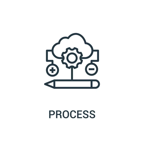 Vector de icono de proceso de la colección seo. Ilustración de vectores de iconos de esquema de proceso de línea delgada. Símbolo lineal para su uso en aplicaciones web y móviles, logotipo, medios impresos . — Archivo Imágenes Vectoriales