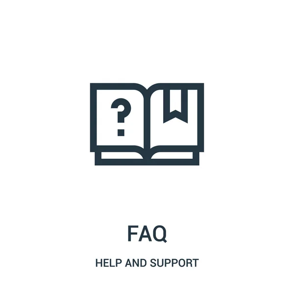 从帮助和支持集合的 faq 图标向量。细线 faq 轮廓图标向量插图。用于 web 和移动应用、徽标、打印媒体的线性符号. — 图库矢量图片