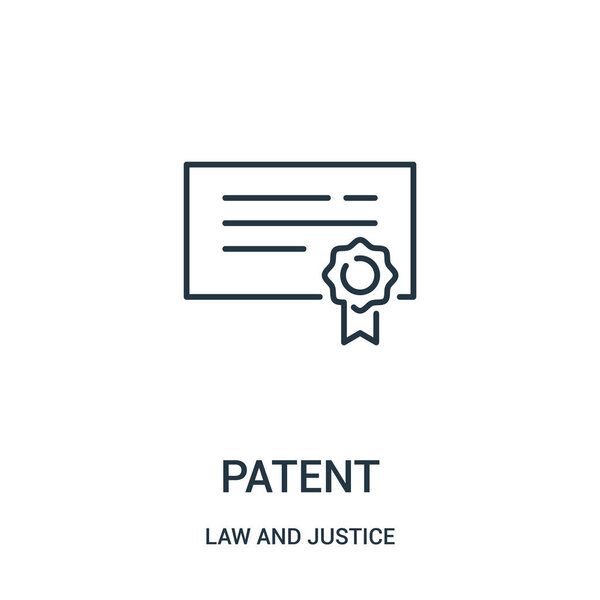 patent icon vector from law and justice collection. Thin line patent outline icon vector illustration. Linear symbol for use on web and mobile apps, logo, print media.