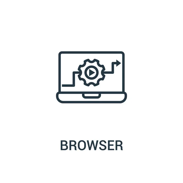 Seo コレクションからブラウザーのアイコン ベクトルです。細い線ブラウザー概要アイコン ベクトル イラスト。Web およびモバイル アプリ、ロゴ、印刷媒体に使用する線形記号. — ストックベクタ