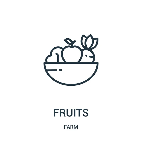 Frutas vector icono de la colección de la granja. Delgada línea frutas contorno icono vector ilustración. Símbolo lineal para su uso en aplicaciones web y móviles, logotipo, medios impresos . — Vector de stock