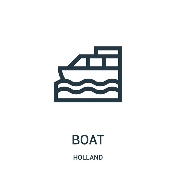 Vector icono barco de la colección holland. Delgada línea barco contorno icono vector ilustración. Símbolo lineal para su uso en aplicaciones web y móviles, logotipo, medios impresos . — Vector de stock