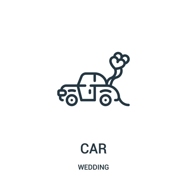 Vector icono de coche de la colección de la boda. Línea delgada coche contorno icono vector ilustración. Símbolo lineal para su uso en aplicaciones web y móviles, logotipo, medios impresos . — Vector de stock
