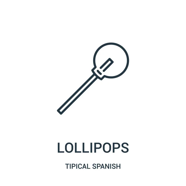 Lollipops vector icono de la colección típica española. Línea delgada piruletas esquema icono vector ilustración. Símbolo lineal para su uso en aplicaciones web y móviles, logotipo, medios impresos . — Vector de stock