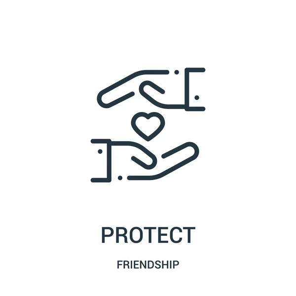 Protect icon vector from friendship collection. Thin line protect outline icon vector illustration. Linear symbol for use on web and mobile apps, logo, print media. — Stock Vector