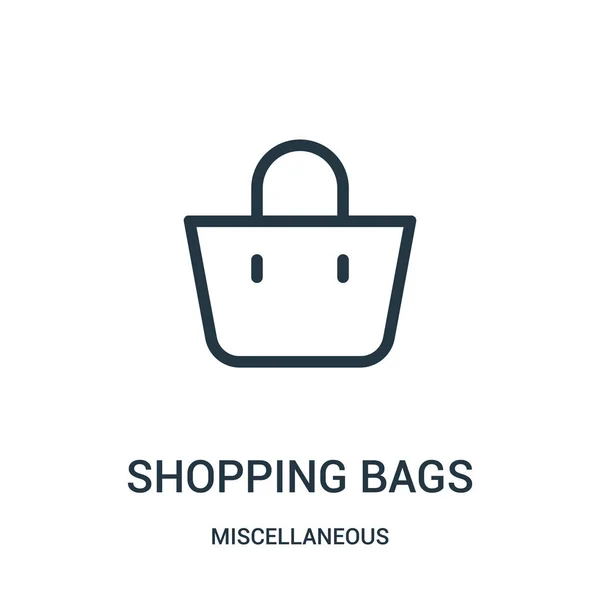 Bolsas de compras vector icono de la colección miscelánea. Bolsas de compras de línea delgada esbozan icono ilustración de vectores. Símbolo lineal para su uso en aplicaciones web y móviles, logotipo, medios impresos . — Vector de stock