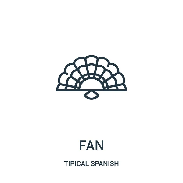 Fan icon vector de la colección típica española. Ilustración de vectores de iconos en línea delgada. Símbolo lineal para su uso en aplicaciones web y móviles, logotipo, medios impresos . — Vector de stock