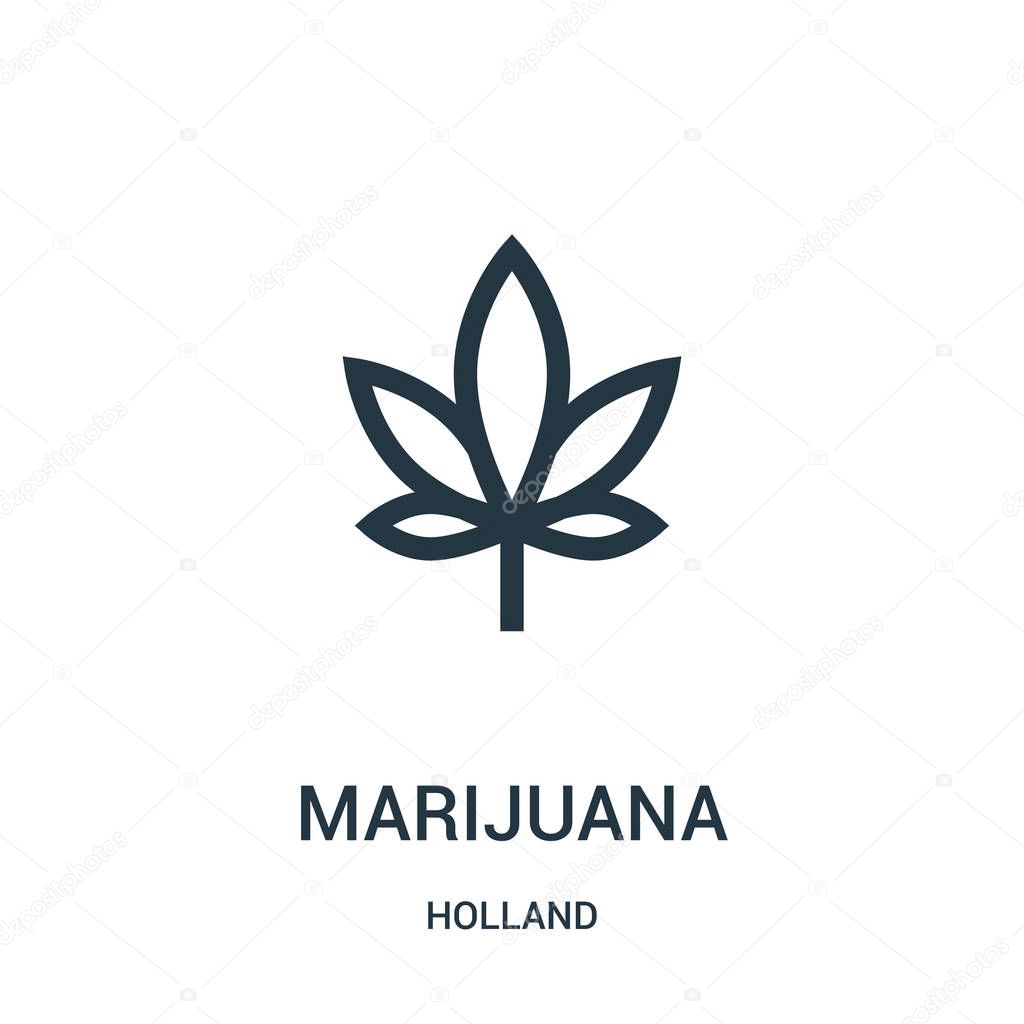 Marijuana icon vector from holland collection. Thin line marijuana outline icon vector illustration. Linear symbol for use on web and mobile apps, logo, print media.
