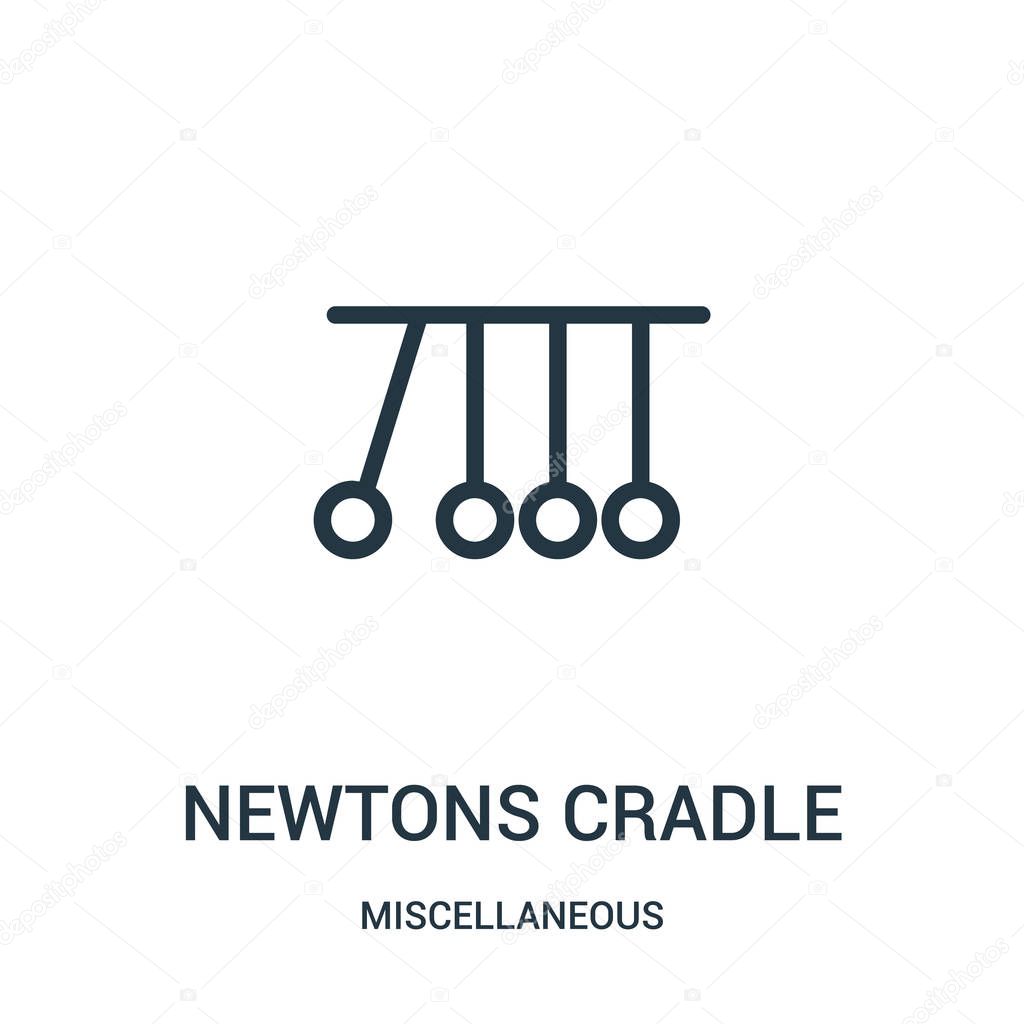 Newtons cradle icon vector from miscellaneous collection. Thin line newtons cradle outline icon vector illustration. Linear symbol for use on web and mobile apps, logo, print media.