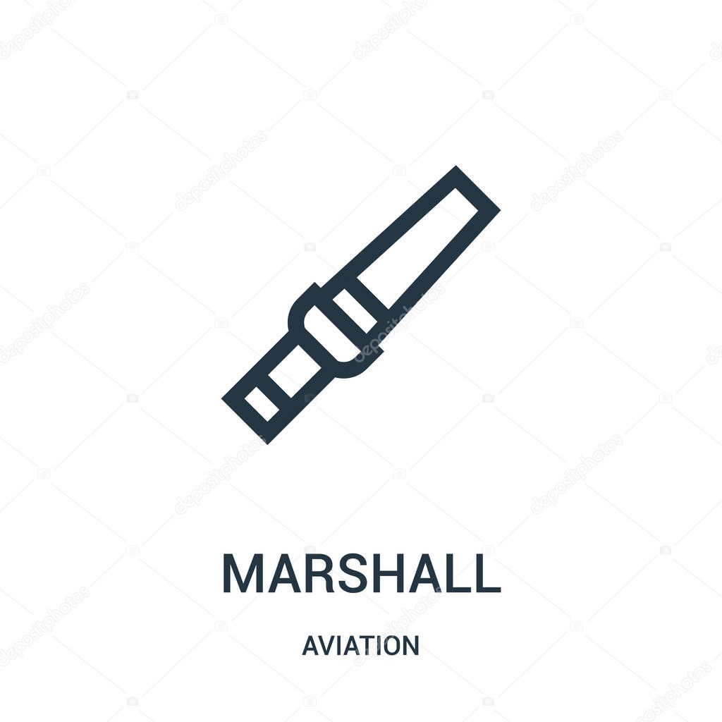 marshall icon vector from aviation collection. Thin line marshall outline icon vector illustration. Linear symbol for use on web and mobile apps, logo, print media.