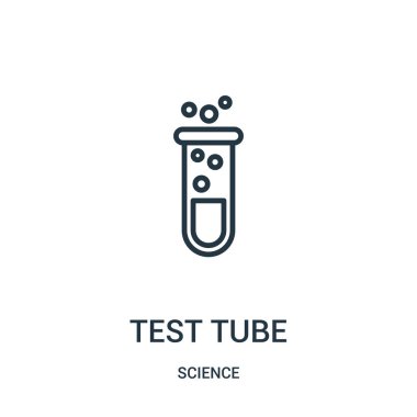 test tüpü simge vektör bilim koleksiyonundan. İnce çizgi tüp anahat simgesini vektör çizim. Doğrusal sembolü.