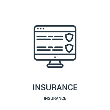 sigorta simge vektör sigorta koleksiyonundan. İnce çizgi sigorta anahat simgesini vektör çizim. Doğrusal sembolü.