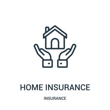 ev sigorta simge vektör sigorta koleksiyonundan. İnce çizgi ev sigorta anahat simgesini vektör çizim. Doğrusal sembolü.
