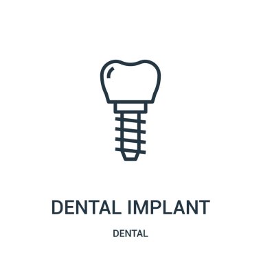 diş implantı simge vektör diş koleksiyonundan. İnce çizgi dental implant anahat simgesini vektör çizim. Doğrusal sembolü.