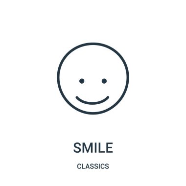 simge vektör classics Collection gülümse. İnce çizgi gülümseme anahat simgesini vektör çizim. Doğrusal sembolü.
