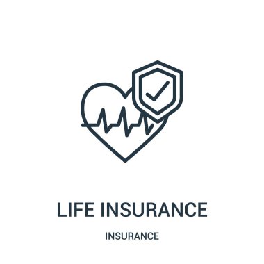 hayat sigortası simge vektör sigorta koleksiyonundan. İnce çizgi hayat sigortası anahat simgesini vektör çizim. Doğrusal sembolü.