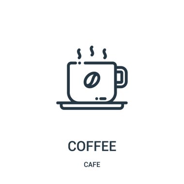 kahve simge vektör kafe koleksiyonundan. İnce çizgi kahve anahat simgesini vektör çizim. Doğrusal sembolü.