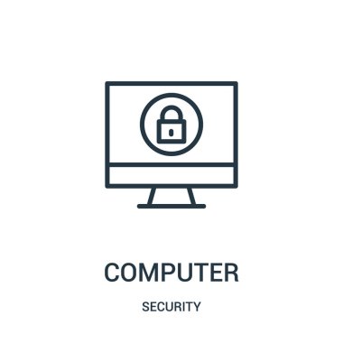 bilgisayar simge vektör güvenlik koleksiyonundan. İnce çizgi bilgisayar anahat simgesini vektör çizim. Doğrusal sembolü.