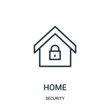 ev simgesini vektör güvenlik koleksiyonundan. İnce çizgi ev anahat simgesini vektör çizim. Doğrusal sembolü.