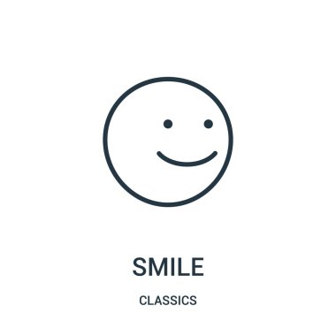 simge vektör classics Collection gülümse. İnce çizgi gülümseme anahat simgesini vektör çizim. Doğrusal sembolü.