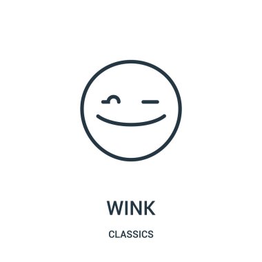 Wink simge vektör classics Collection. İnce çizgi wink anahat simgesini vektör çizim. Doğrusal sembolü.