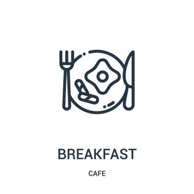 simge vektör kafe Collection kahvaltı. İnce çizgi kahvaltı anahat simgesini vektör çizim. Doğrusal sembolü.