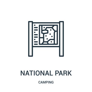 Milli Parkı simge vektör kamp koleksiyonundan. İnce çizgi Milli Parkı anahat simgesini vektör çizim. Doğrusal sembolü.