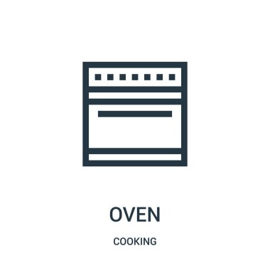 toplama pişirme fırın simge vektör. İnce çizgi fırın anahat simgesini vektör çizim. Doğrusal sembolü.