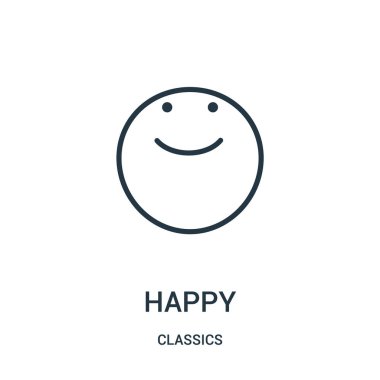 mutlu simge vektör classics Collection. İnce çizgi mutlu anahat simgesini vektör çizim. Doğrusal sembolü.