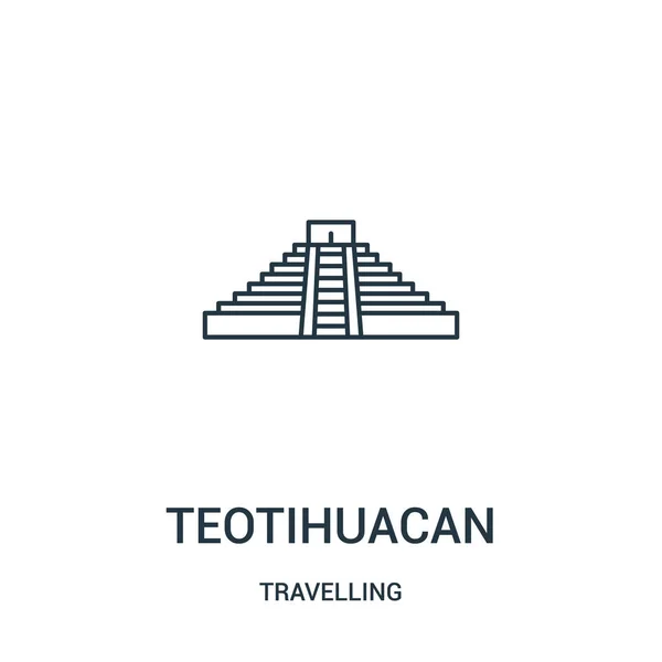 Teotihuacan vector icono de la colección itinerante. Línea delgada teotihuacan esquema icono vector ilustración. Símbolo lineal . — Vector de stock