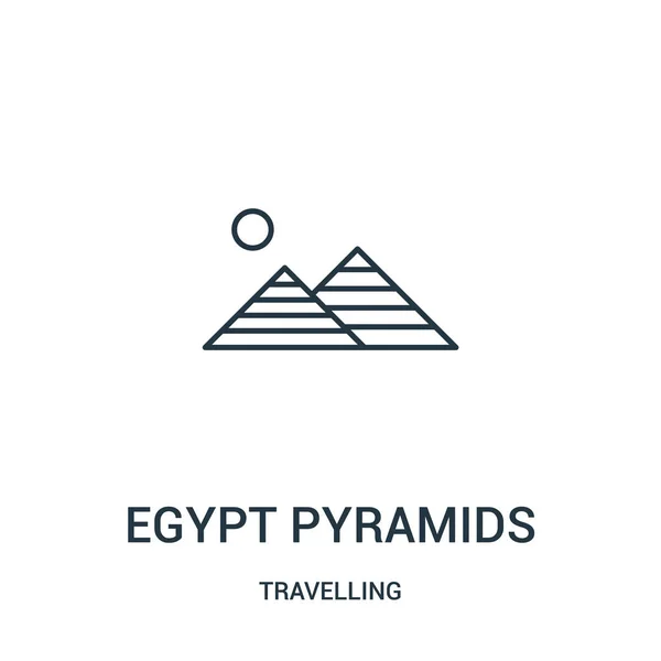 Egipto pirámides icono vector de viaje colección. Línea delgada pirámides de Egipto contorno icono ilustración vectorial. Símbolo lineal . — Vector de stock