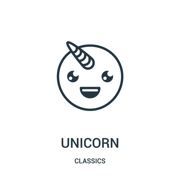 Unicornio vector icono de la colección de clásicos. Ilustración de vectores de iconos de contorno unicornio de línea delgada. Símbolo lineal . — Vector de stock