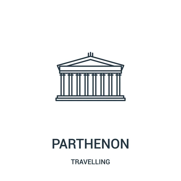 Parthenon vector icono de colección itinerante. Línea delgada partenón contorno icono vector ilustración. Símbolo lineal . — Vector de stock