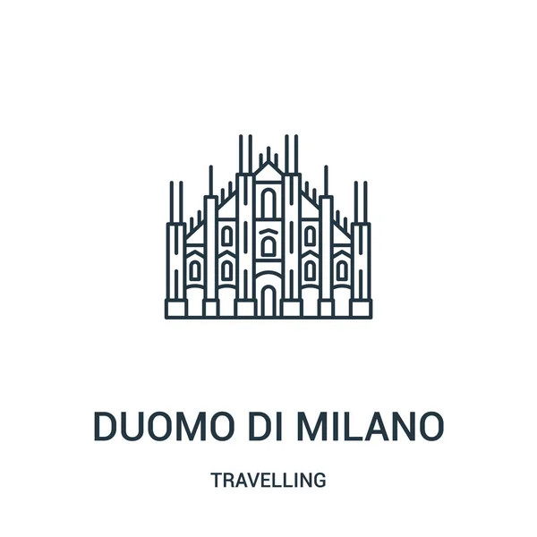 Duomo di milano vector icono de la colección itinerante. Delgada línea duomo di milano esquema icono vector ilustración. Símbolo lineal . — Vector de stock
