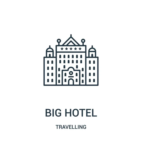 Big hotel icon vector from travelling collection. Thin line big hotel outline icon vector illustration. Linear symbol. — Stock Vector