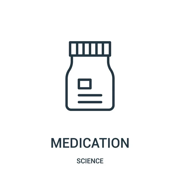 Icône de médicament vecteur de la collection de la science. Illustration vectorielle d'icône de contour de médicament de ligne mince. Symbole linéaire . — Image vectorielle