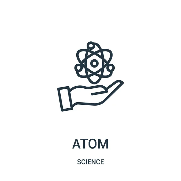 Vector icono de átomo de la colección de ciencia. Ilustración de vector de icono de contorno de átomo de línea delgada. Símbolo lineal . — Vector de stock