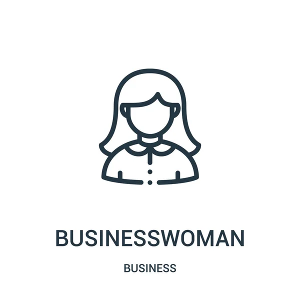 Mujer de negocios icono vector de la colección de negocios. Thin line businesswoman outline icon vector illustration. Símbolo lineal . — Vector de stock