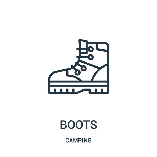 Botas vector icono de colección de camping. Botas de línea delgada esquema icono vector ilustración. Símbolo lineal . — Archivo Imágenes Vectoriales