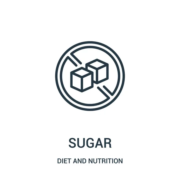 Icône du sucre vecteur de l'alimentation et de la collecte de nutrition. Illustration vectorielle d'icône de contour de sucre de ligne mince. Symbole linéaire . — Image vectorielle