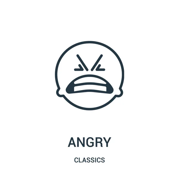 Angry icon vector from classics collection. Thin line angry outline icon vector illustration. Linear symbol. — Stock Vector