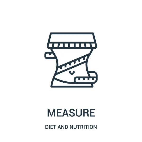 Medir vetor ícone de dieta e coleta de nutrição. Linha fina medida contorno ícone vetor ilustração. Símbolo linear . — Vetor de Stock