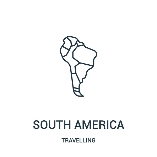 Vector icono de América del Sur de viaje colección. Línea delgada de América del Sur contorno icono ilustración vectorial. Símbolo lineal . — Vector de stock